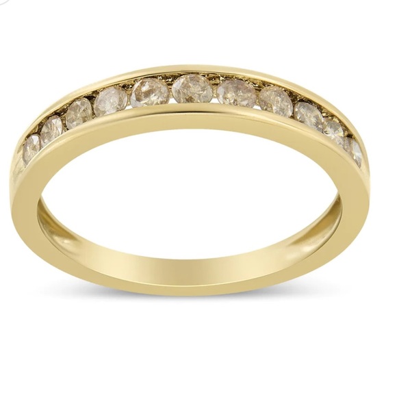 Haus of Brilliance Jewelry - Haus of Brilliance 14K Yellow Gold Channel Set Champagne Diamond Band Ring Sz 5